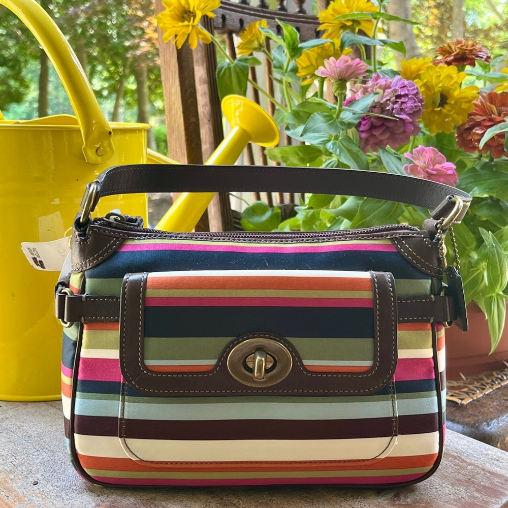 NWT! Y2K Coach Legacy Stripe Top Handle Mini Handbag